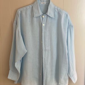 Vitamin A Playa Oversized Linen Shirt Medium, light blue